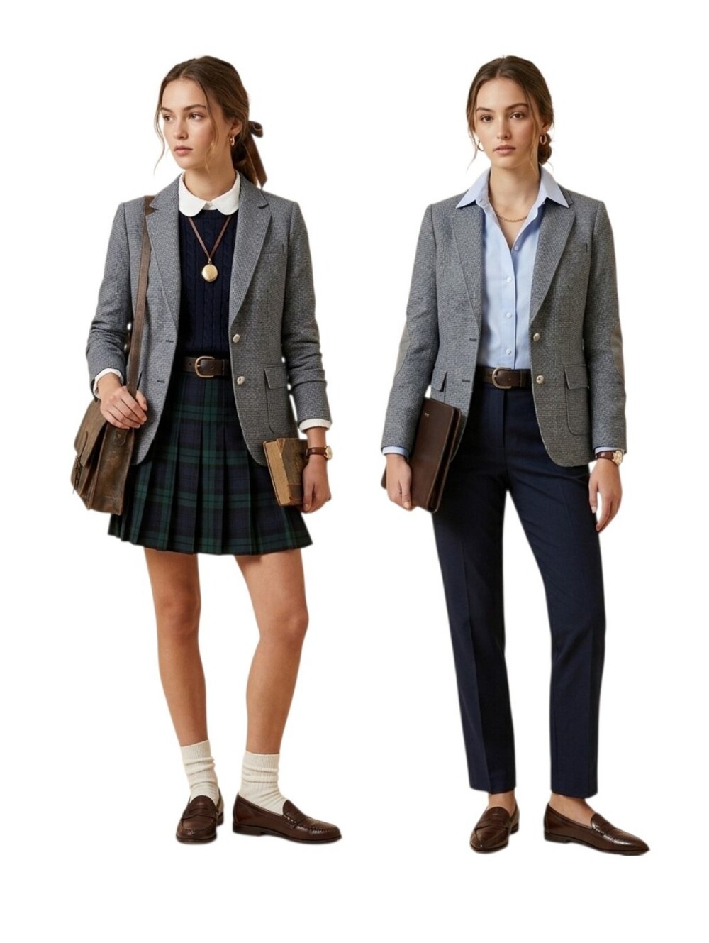 Banana Republic Italian Fabric Blazer Size 2 Grey Houndstooth Elbow Patch Jacket